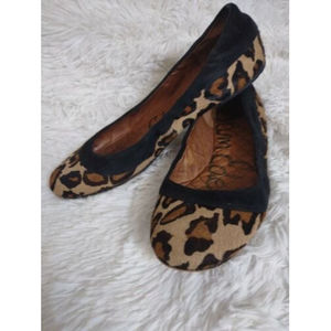Sam Edelman Fritz Leather and Calf Hair Ballet Flats Leopard Size 7 Animal Print
